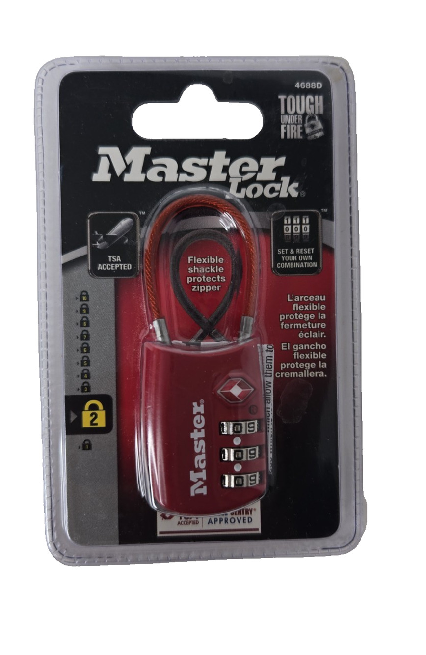 Master Lock 4688D TSA-Accepted Luggage Lock with Flexible Shackle (071649054419